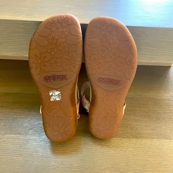 Aetrex Portia Fringe Slingback Thong Sandal in Blush - Picture 5 of 5